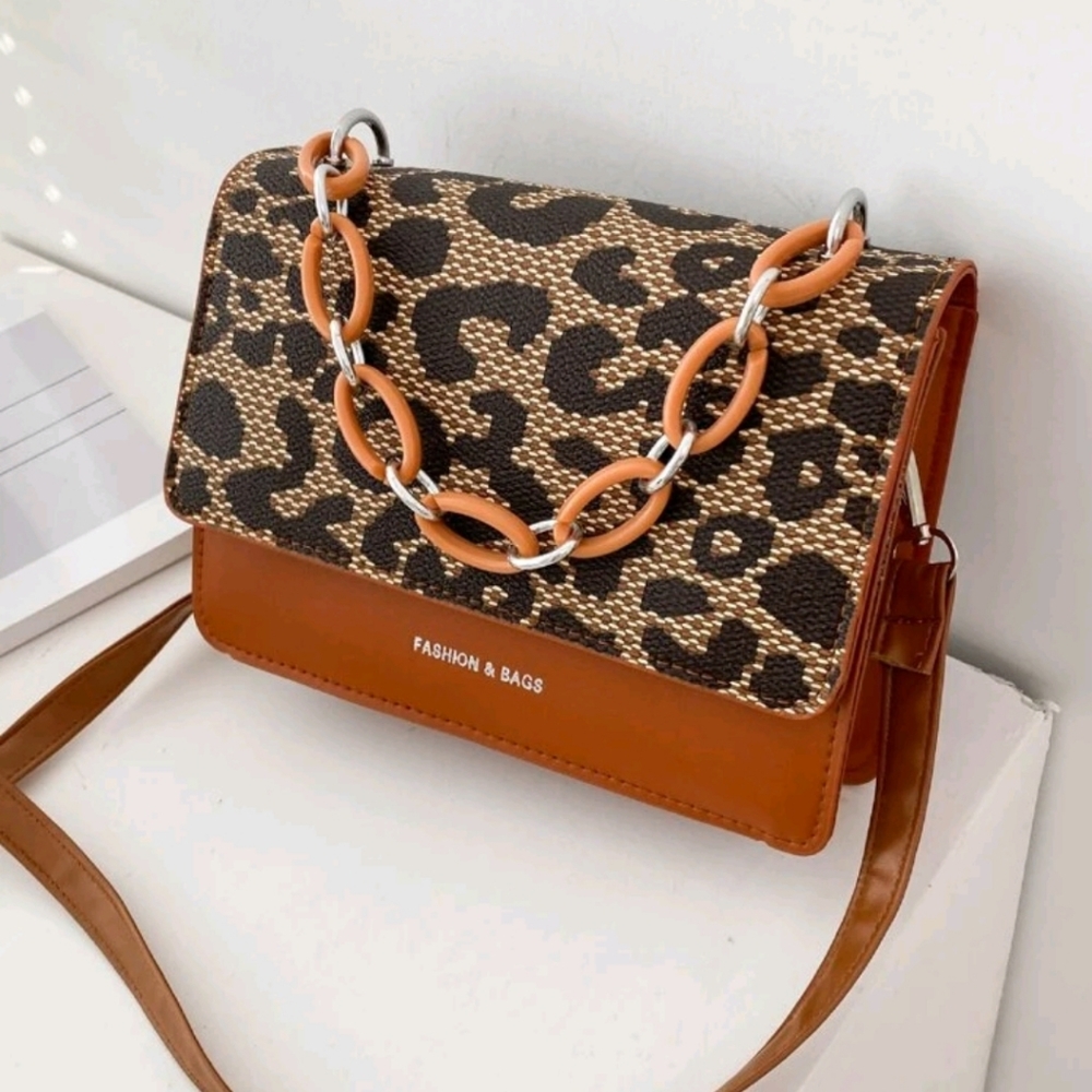 Leopard Pattern Flap Square HandBag